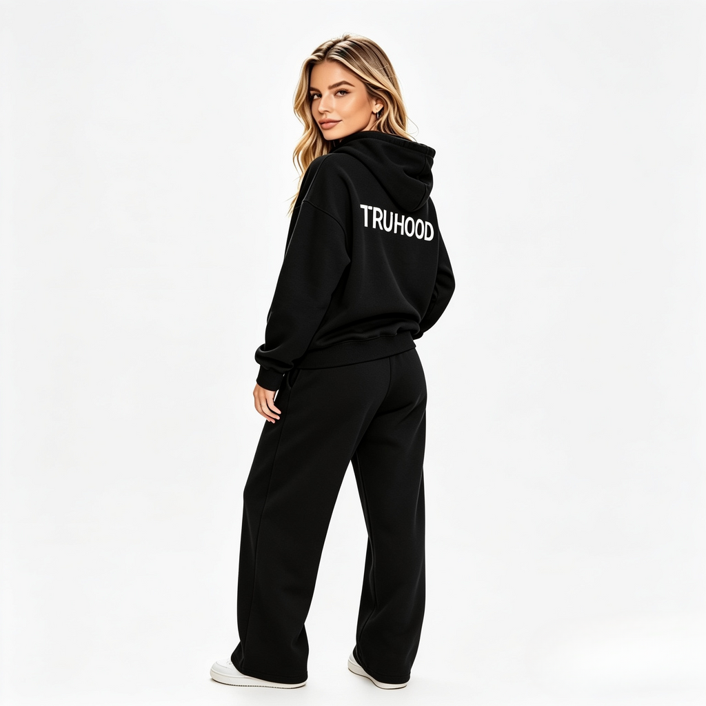 Original Black Tru Woman Full Zip Tracksuit Set