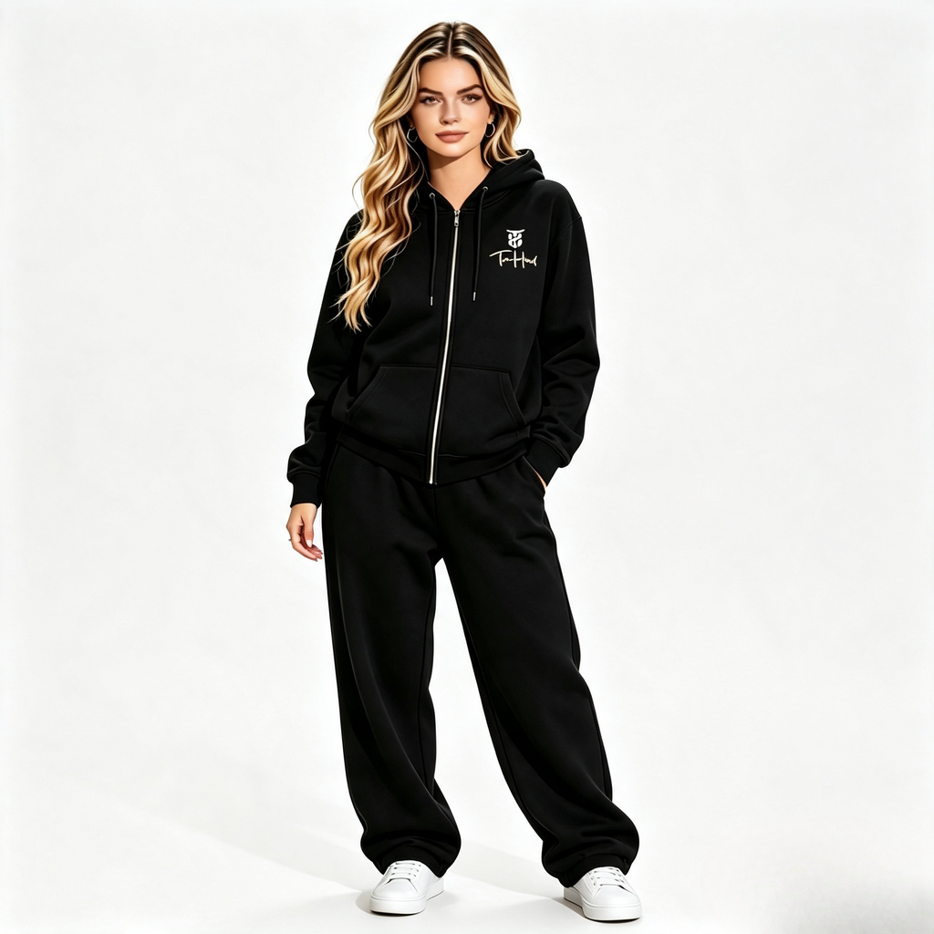 Original Black Tru Woman Full Zip Tracksuit Set
