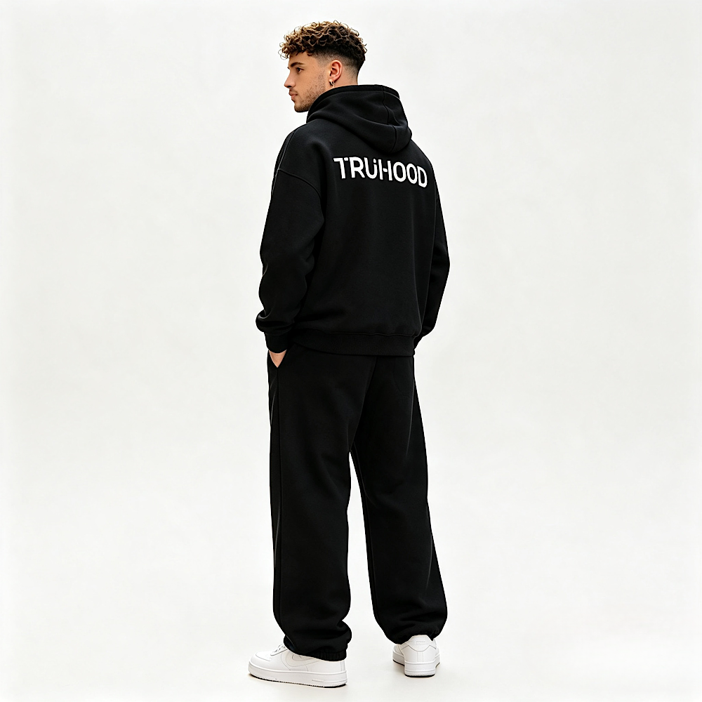Original Black Tru Man Full Zip Tracksuit Set