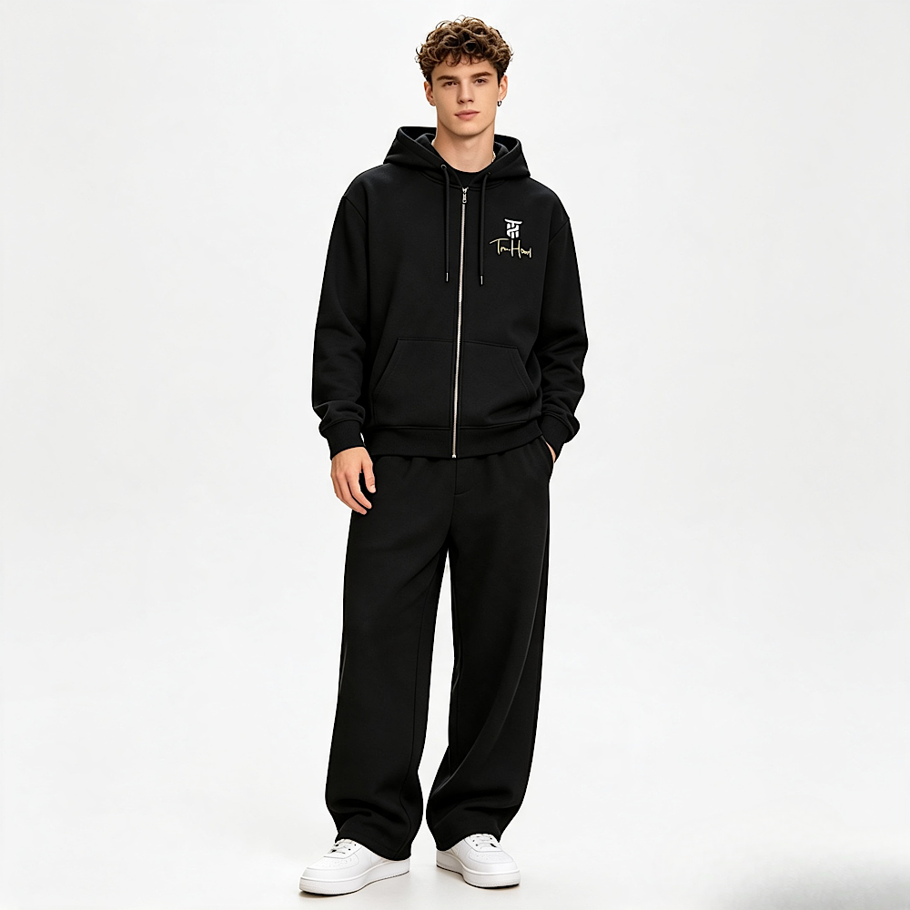 Original Black Tru Man Full Zip Tracksuit Set