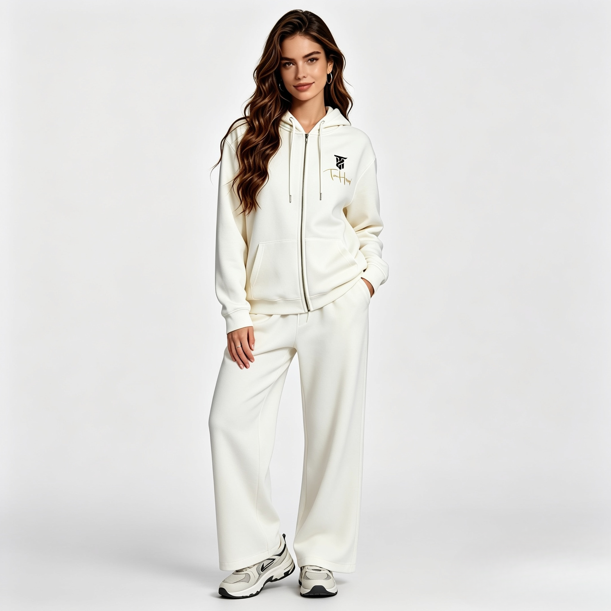 Ivory Tru Woman Full Zip Tracksuit Set