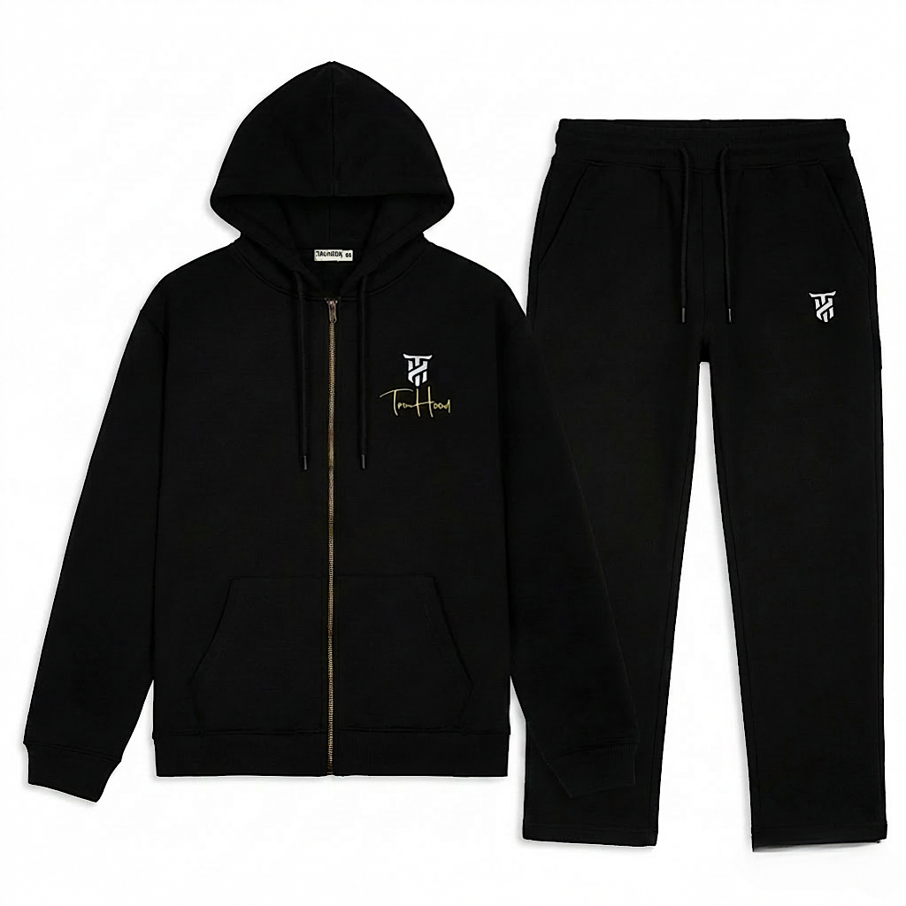 Original Black Tru Man Full Zip Tracksuit Set