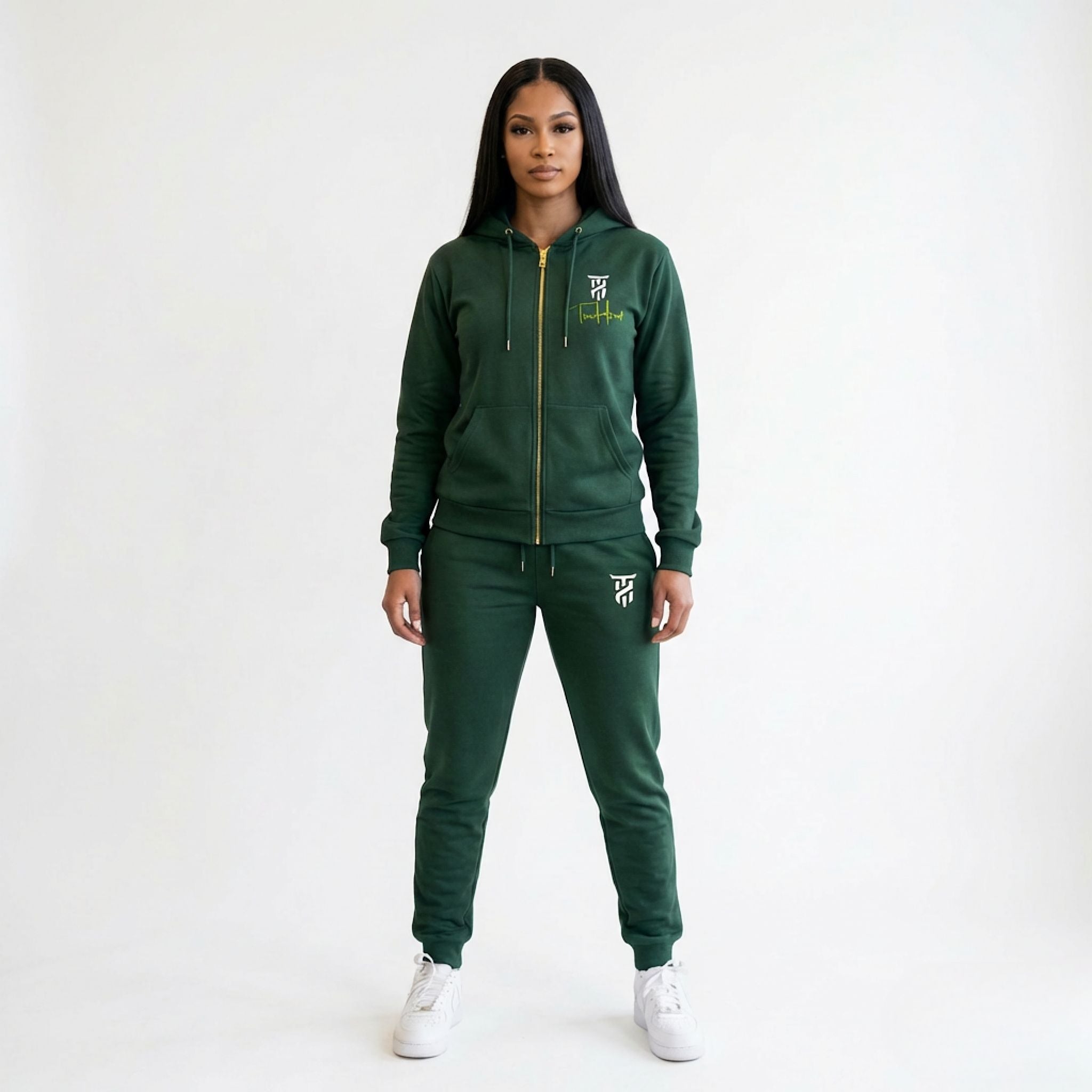 Forest Green Tru Woman Full Zip Tracksuit Set