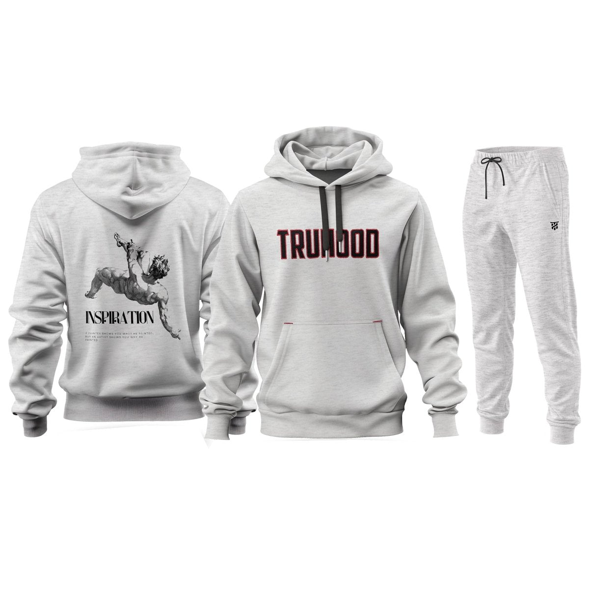 Premium Men s Grey White Hoodie Tracksuit Set Light Dark Charcoa TRUHOOD