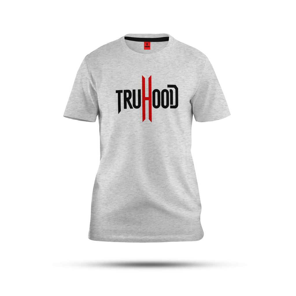 Premium Organic Men's Grey T-Shirt | Light to Dark Shades | Red Print Design
